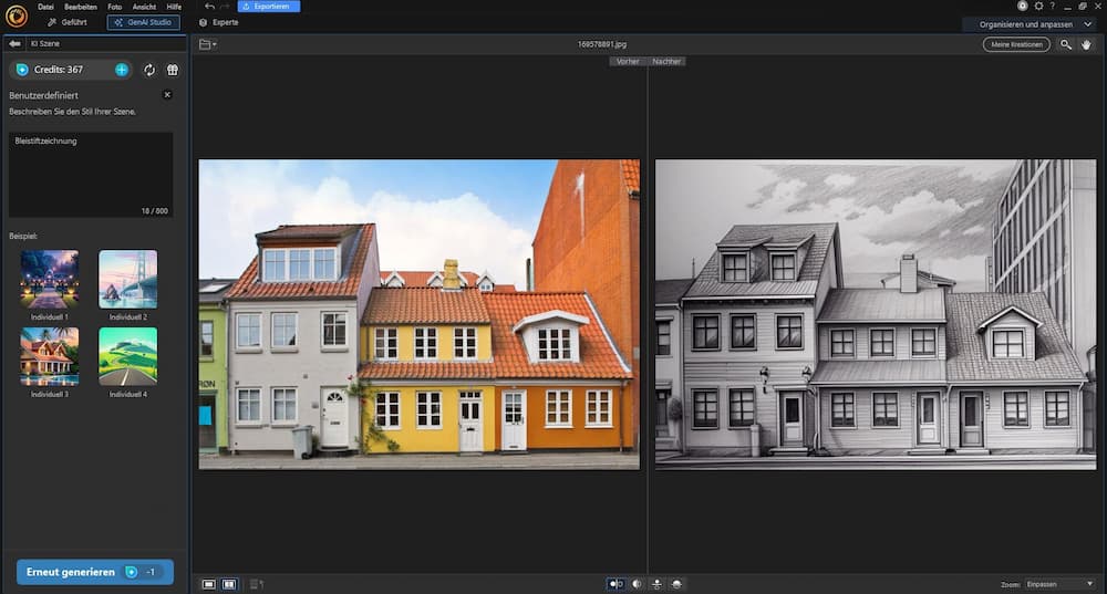 PhotoDirector - Foto in Zeichnung umwandeln